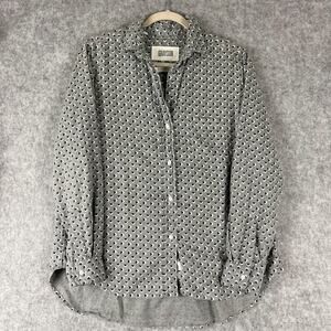 Grayson The Hero Top Womens 3 Medium Gray Heart Print Lyocell Button Up Soft